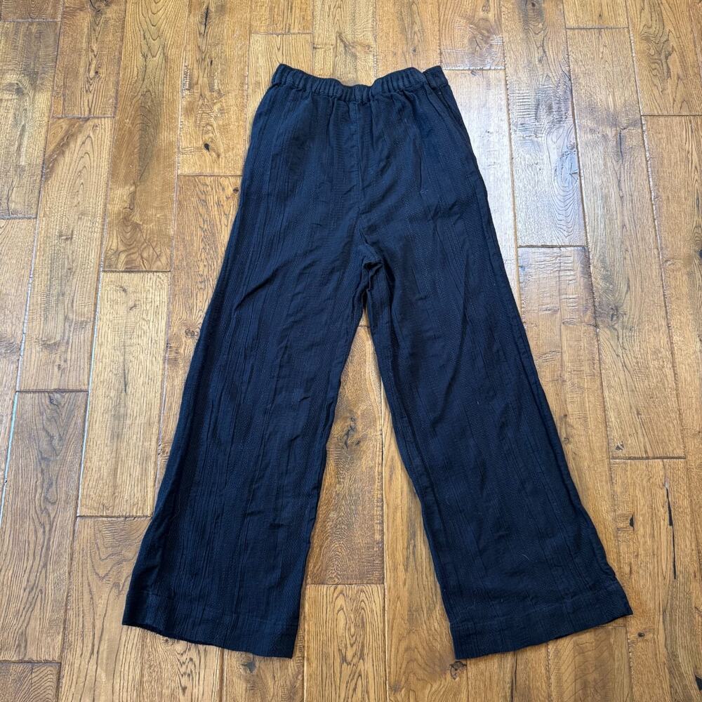 Free People Wide Leg Linen Blend Pants Women's S Beach Coastal Resort Boho Black - Picture 6 of 7